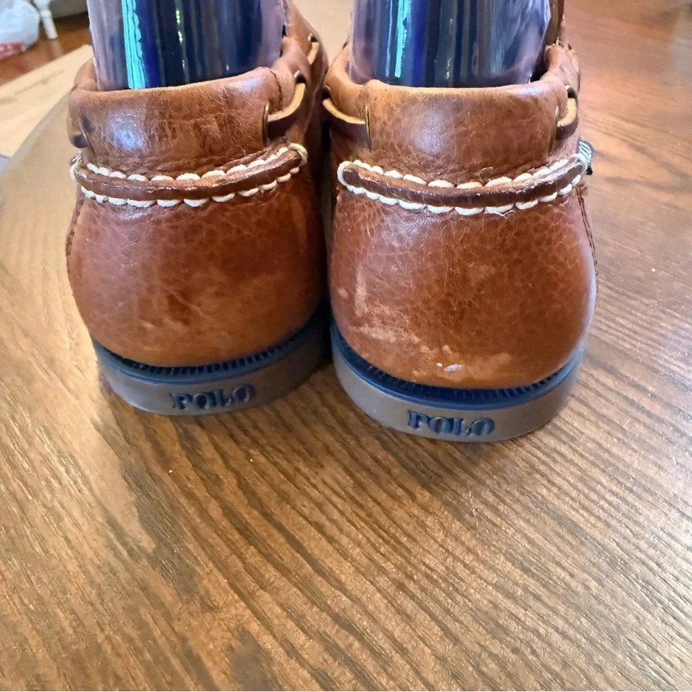Polo by Ralph Lauren Men’s Bienne tumbled leather boat shoes. Mens size 9